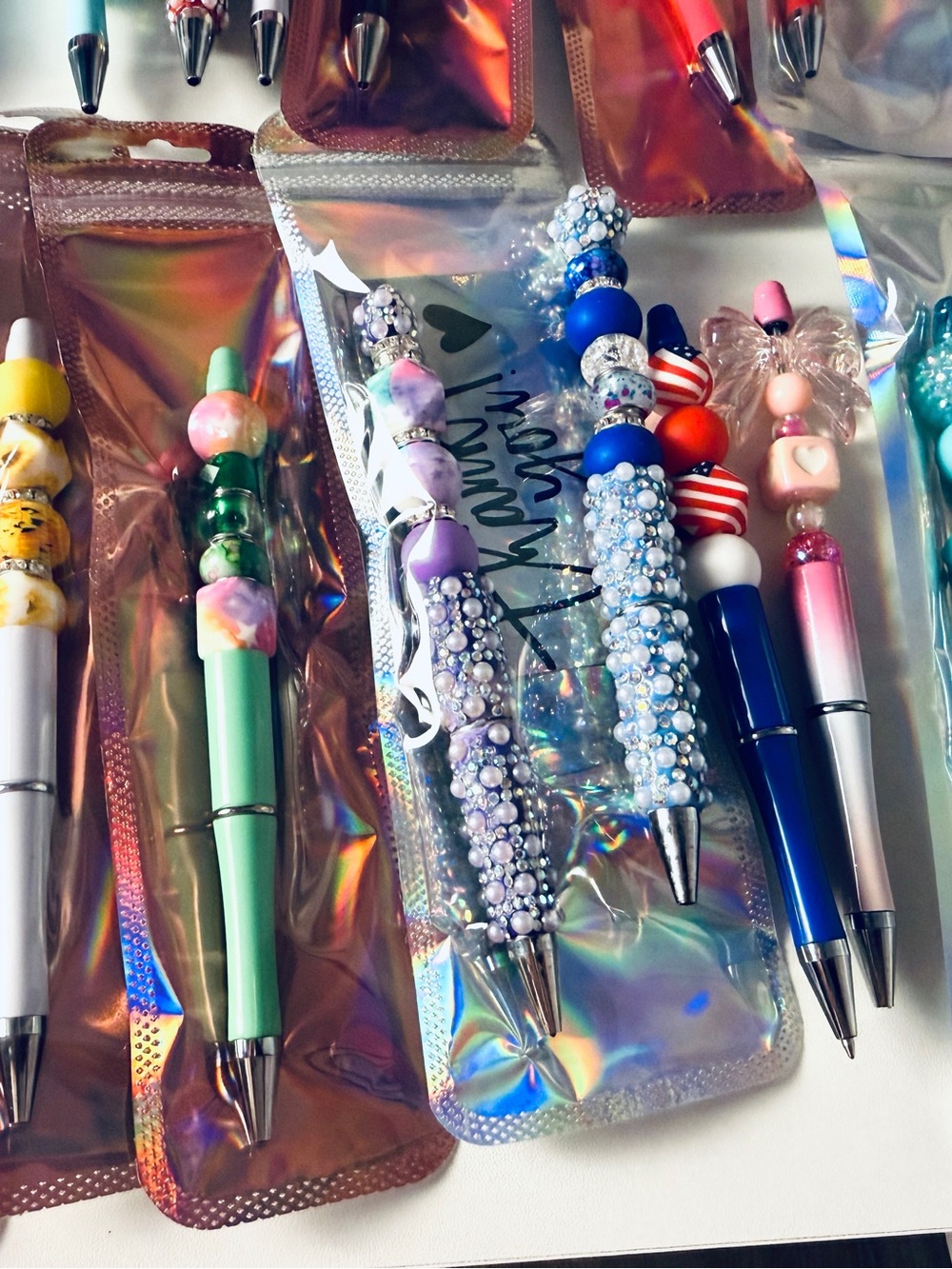 CHRISTIAN CUSTOM CROSS Beaded Pens - Pink, Aqua, Black,Purple $6 ea. - Picture 12 of 13